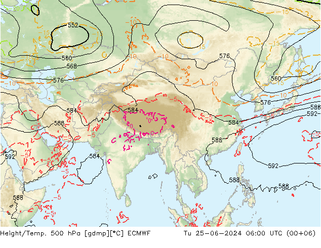 Z500/Rain (+SLP)/Z850 ECMWF  25.06.2024 06 UTC
