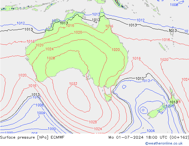 приземное давление ECMWF пн 01.07.2024 18 UTC