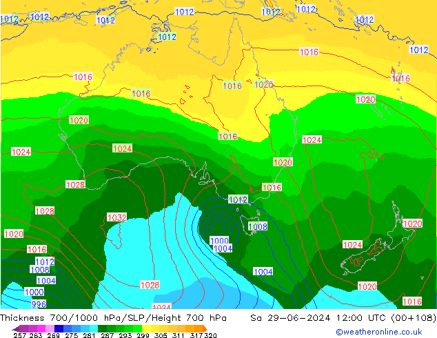 Thck 700-1000 hPa ECMWF Sa 29.06.2024 12 UTC