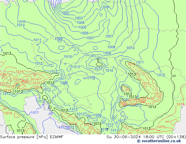 приземное давление ECMWF Вс 30.06.2024 18 UTC