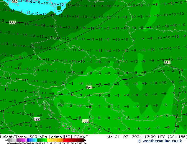 Z500/Rain (+SLP)/Z850 ECMWF lun 01.07.2024 12 UTC