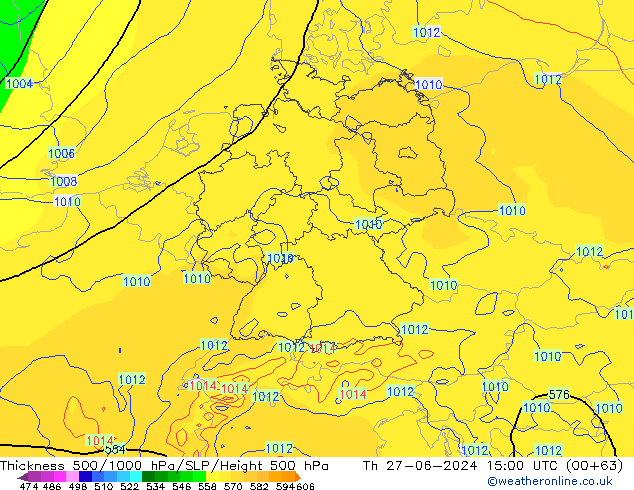 Thck 500-1000гПа ECMWF чт 27.06.2024 15 UTC