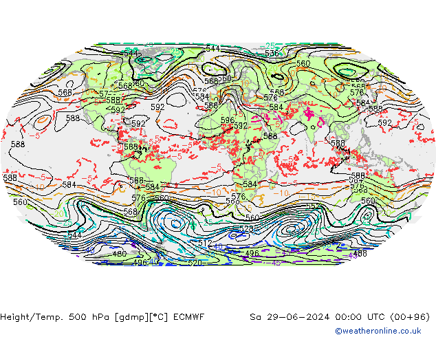 Z500/Rain (+SLP)/Z850 ECMWF Sa 29.06.2024 00 UTC