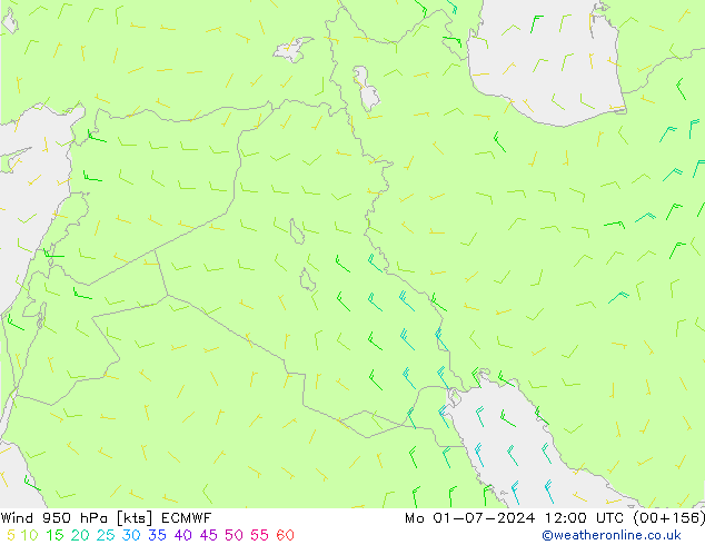 wiatr 950 hPa ECMWF pon. 01.07.2024 12 UTC