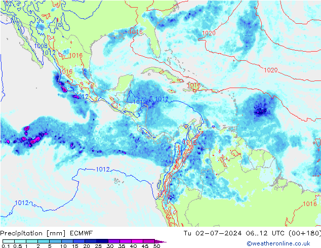 Precipitation ECMWF Tu 02.07.2024 12 UTC