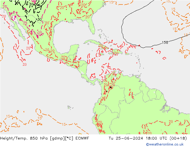 Z500/Rain (+SLP)/Z850 ECMWF  25.06.2024 18 UTC