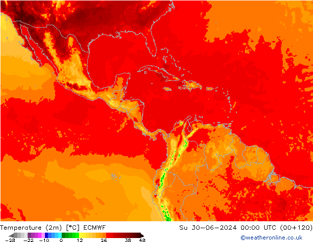Temperaturkarte (2m) ECMWF So 30.06.2024 00 UTC