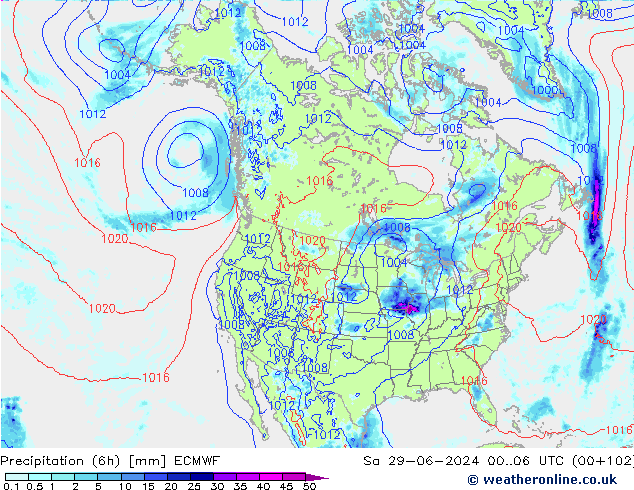 Z500/Rain (+SLP)/Z850 ECMWF Sáb 29.06.2024 06 UTC