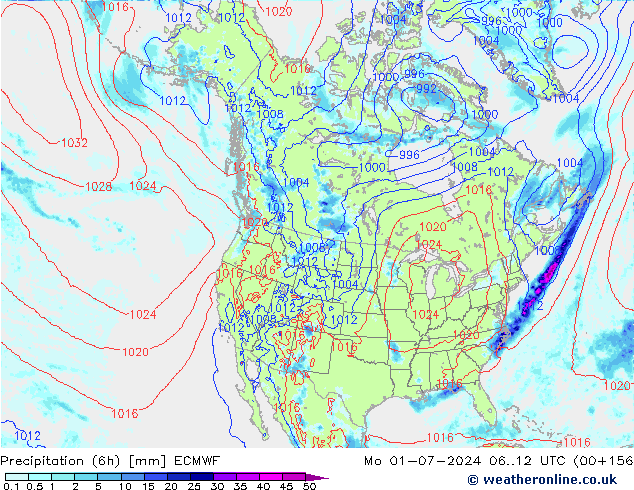 Z500/Rain (+SLP)/Z850 ECMWF lun 01.07.2024 12 UTC