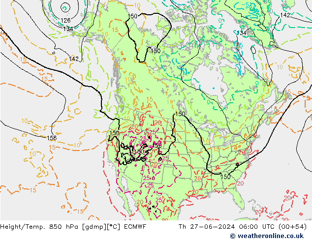 Z500/Rain (+SLP)/Z850 ECMWF Qui 27.06.2024 06 UTC