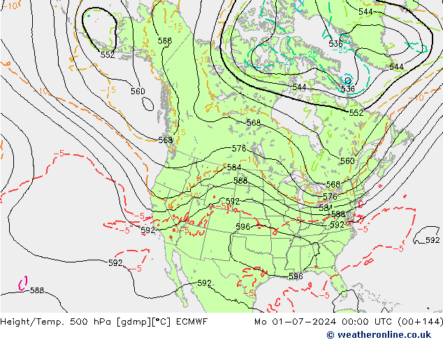 Z500/Rain (+SLP)/Z850 ECMWF пн 01.07.2024 00 UTC