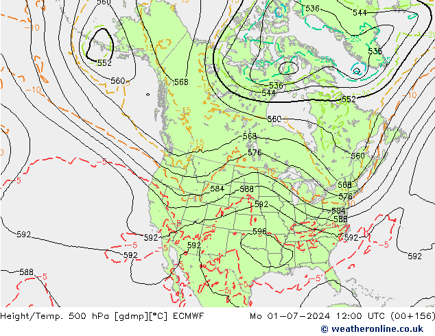 Z500/Rain (+SLP)/Z850 ECMWF lun 01.07.2024 12 UTC