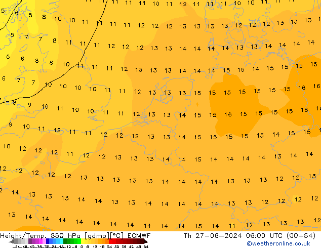 Z500/Rain (+SLP)/Z850 ECMWF czw. 27.06.2024 06 UTC