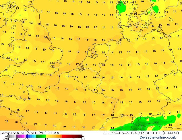 Temperatura (2m) ECMWF mar 25.06.2024 03 UTC