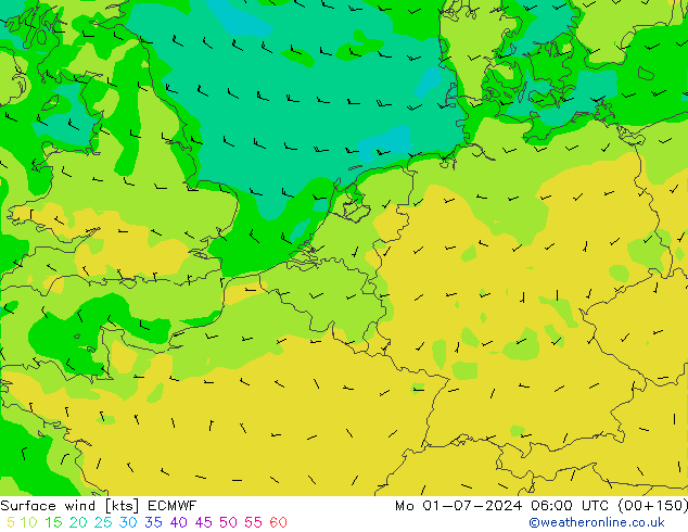 Vento 10 m ECMWF lun 01.07.2024 06 UTC