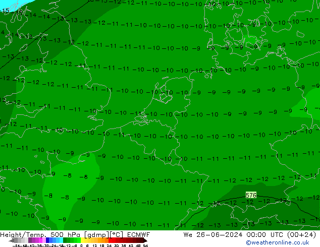 Z500/Rain (+SLP)/Z850 ECMWF 星期三 26.06.2024 00 UTC