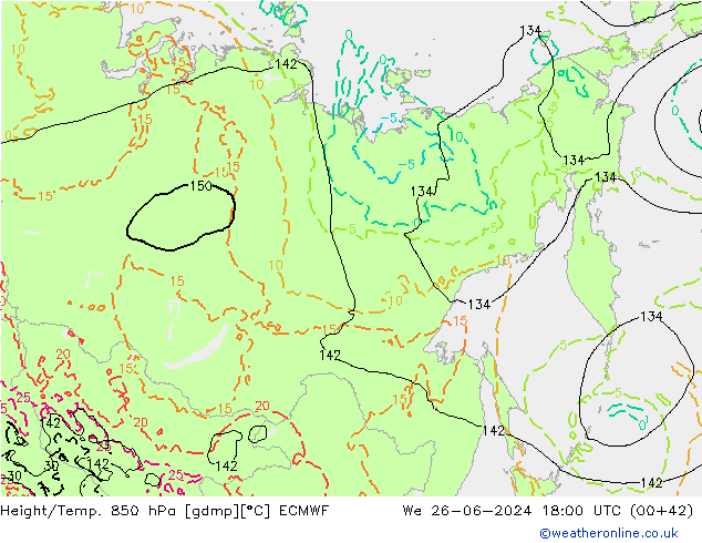 Z500/Rain (+SLP)/Z850 ECMWF We 26.06.2024 18 UTC