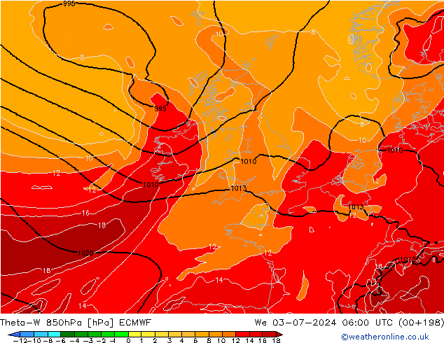 Theta-W 850hPa ECMWF  03.07.2024 06 UTC