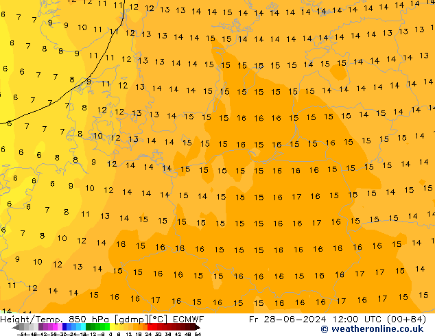 Z500/Rain (+SLP)/Z850 ECMWF Fr 28.06.2024 12 UTC