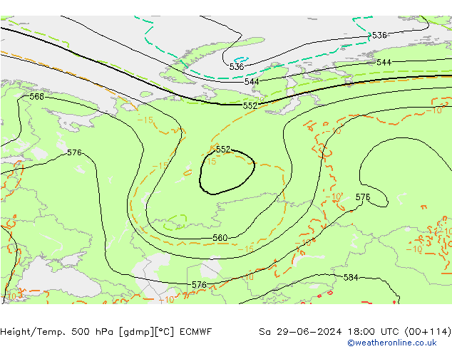 Z500/Rain (+SLP)/Z850 ECMWF Sáb 29.06.2024 18 UTC