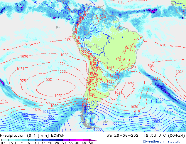 Z500/Rain (+SLP)/Z850 ECMWF mié 26.06.2024 00 UTC