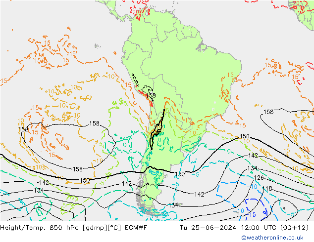 Z500/Regen(+SLP)/Z850 ECMWF di 25.06.2024 12 UTC