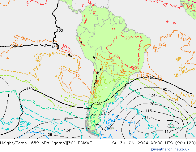 Z500/Rain (+SLP)/Z850 ECMWF Dom 30.06.2024 00 UTC