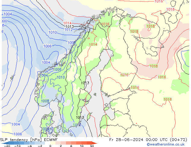 SLP tendency ECMWF Fr 28.06.2024 00 UTC