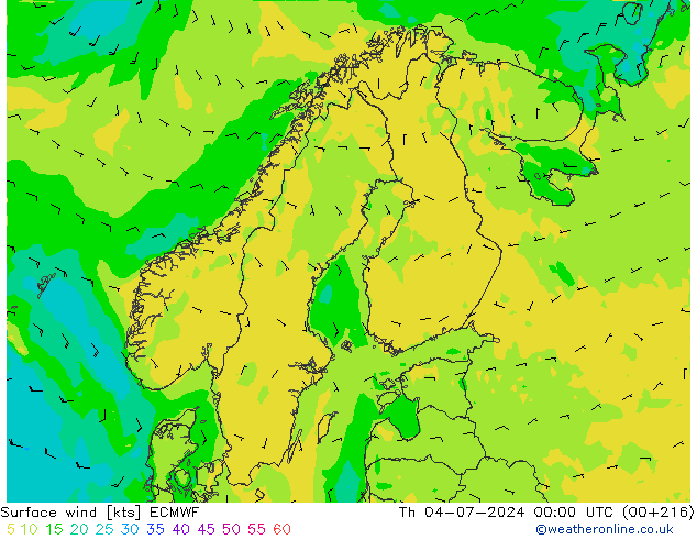 Vent 10 m ECMWF jeu 04.07.2024 00 UTC