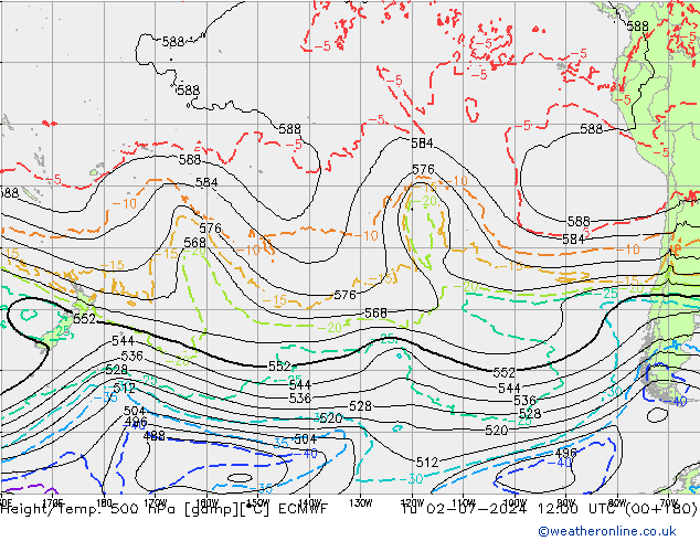 Z500/Rain (+SLP)/Z850 ECMWF вт 02.07.2024 12 UTC