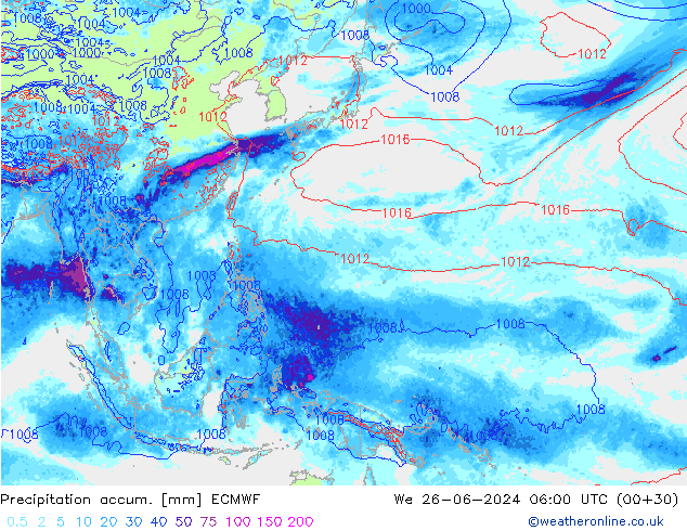 Toplam Yağış ECMWF Çar 26.06.2024 06 UTC