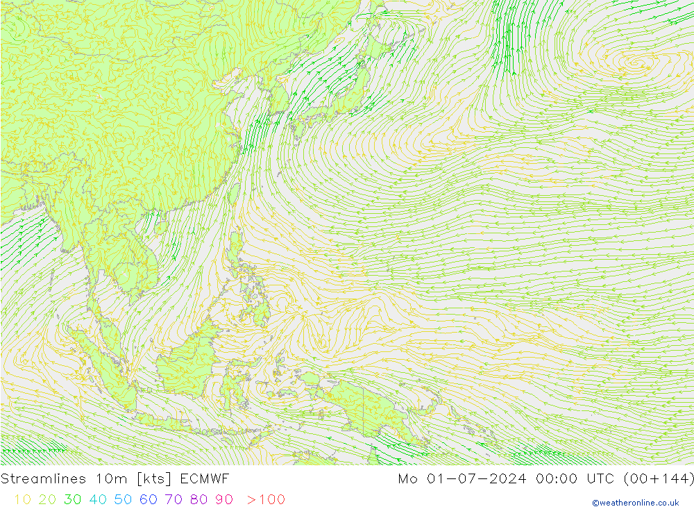 Rüzgar 10m ECMWF Pzt 01.07.2024 00 UTC