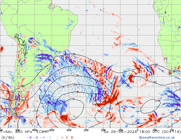 T-Adv. 850 hPa ECMWF Sa 29.06.2024 18 UTC