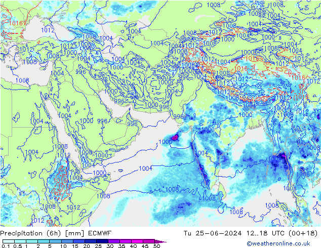 Z500/Rain (+SLP)/Z850 ECMWF  25.06.2024 18 UTC