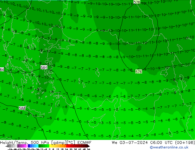 Z500/Rain (+SLP)/Z850 ECMWF We 03.07.2024 06 UTC