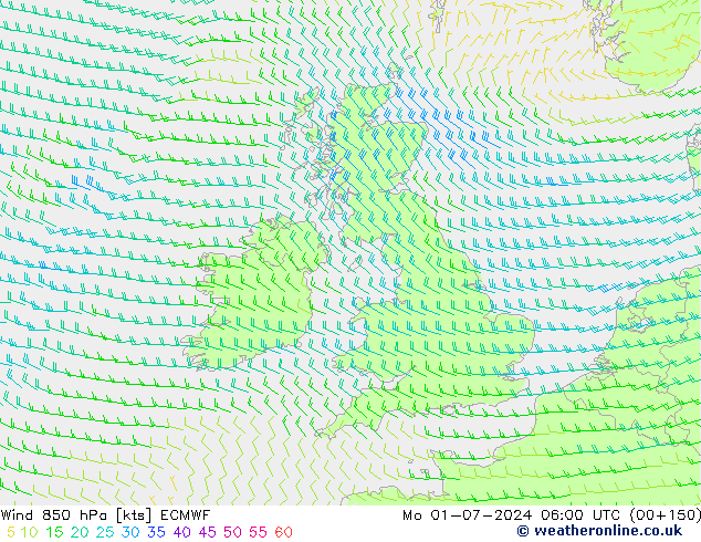 Rüzgar 850 hPa ECMWF Pzt 01.07.2024 06 UTC