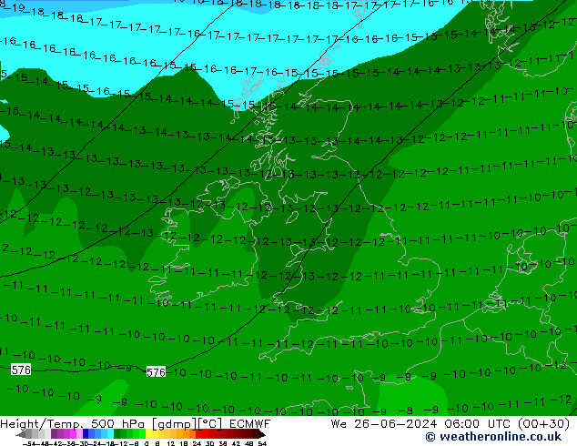 Z500/Rain (+SLP)/Z850 ECMWF We 26.06.2024 06 UTC