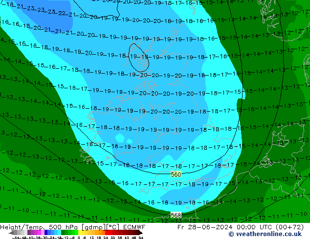 Z500/Rain (+SLP)/Z850 ECMWF Pá 28.06.2024 00 UTC