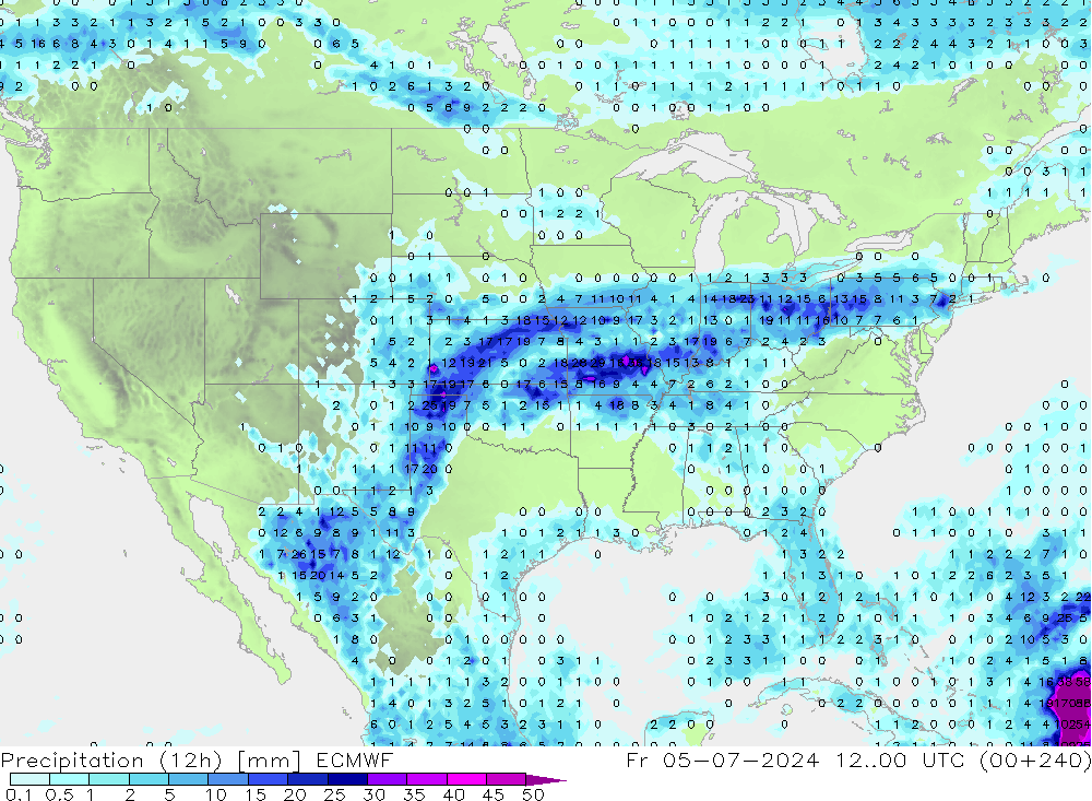 Yağış (12h) ECMWF Cu 05.07.2024 00 UTC