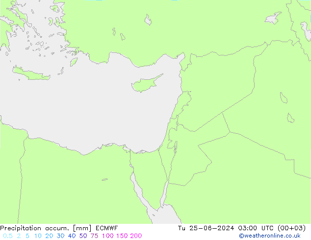 Precipitation accum. ECMWF wto. 25.06.2024 03 UTC