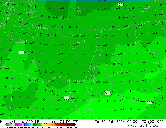 Z500/Rain (+SLP)/Z850 ECMWF mar 25.06.2024 06 UTC