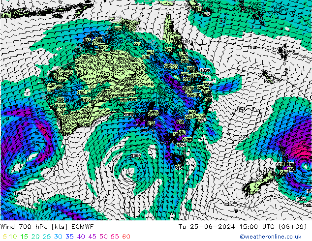 Wind 700 hPa ECMWF di 25.06.2024 15 UTC