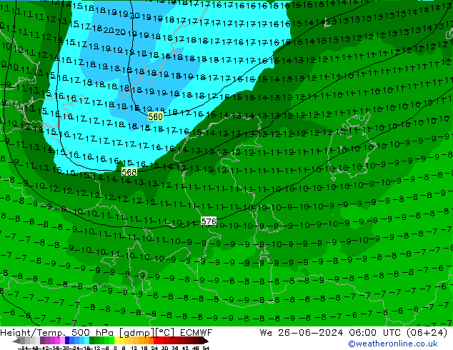 Z500/Rain (+SLP)/Z850 ECMWF Mi 26.06.2024 06 UTC