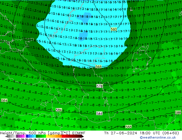 Z500/Rain (+SLP)/Z850 ECMWF Th 27.06.2024 18 UTC