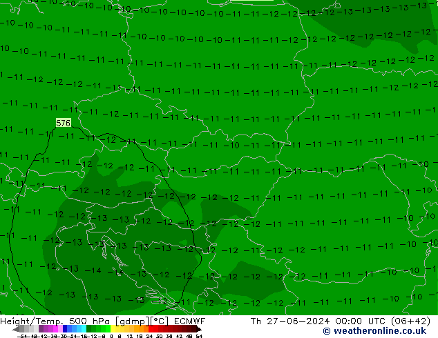 Z500/Rain (+SLP)/Z850 ECMWF Th 27.06.2024 00 UTC