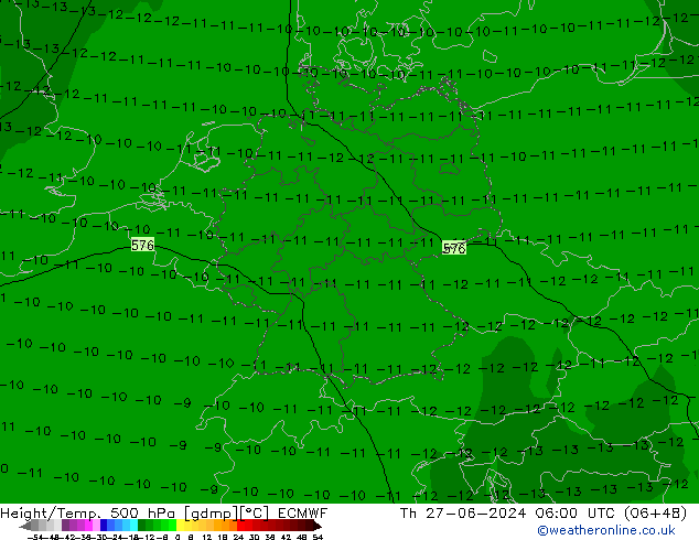 Z500/Rain (+SLP)/Z850 ECMWF Th 27.06.2024 06 UTC