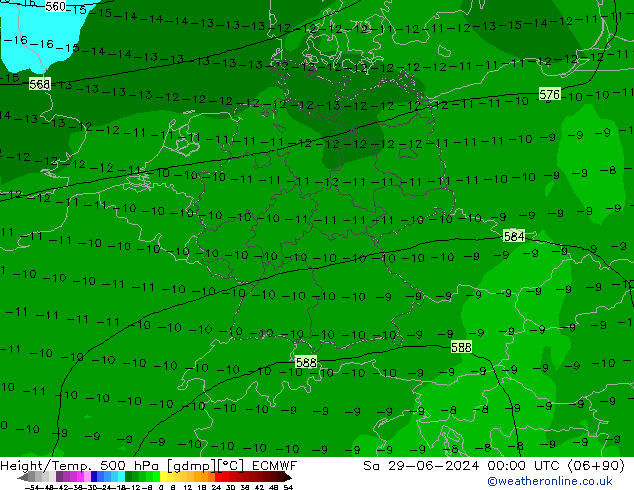 Z500/Yağmur (+YB)/Z850 ECMWF Cts 29.06.2024 00 UTC