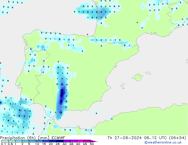 Z500/Rain (+SLP)/Z850 ECMWF jeu 27.06.2024 12 UTC