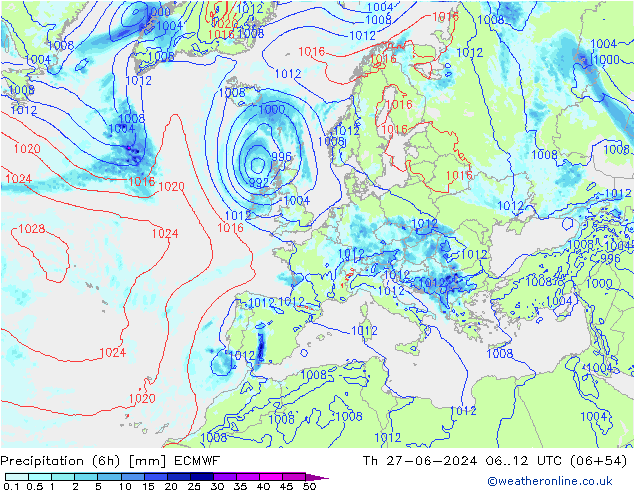 Z500/Regen(+SLP)/Z850 ECMWF do 27.06.2024 12 UTC