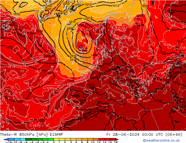 Theta-W 850hPa ECMWF Fr 28.06.2024 00 UTC